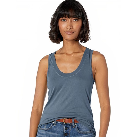 Monrow Tops - NWT Narrow Tank in Blue Steel